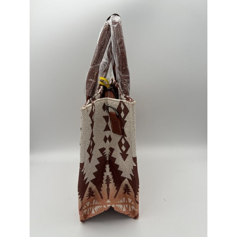Women’s Wrangler White, Brown, & Orange Patterned Handbag w/ Leather Details - Picture 3 of 5
